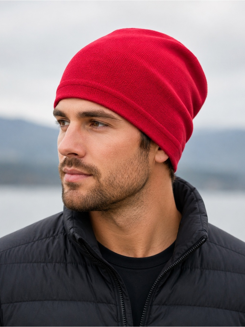 NWT Parkhurst Red Knit Beanie Hat One Size Made in Canada Unisex Winter Cap